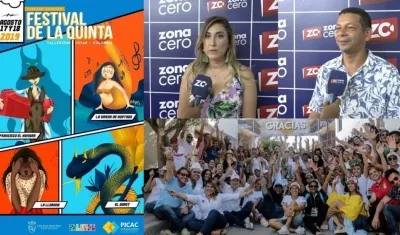 Afiche del Festival de la Quinta. A la derecha Cristina Zapata Naranjo, Directora Ejecutiva Festival de la Quinta de Valledupar y Yasser Orozco García, Director creativo.