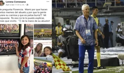 Post de Lorena Comesaña en Facebook y Julio Comesaña