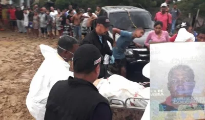 Diligencia de levantamiento y en recuadro la persona lesionada.