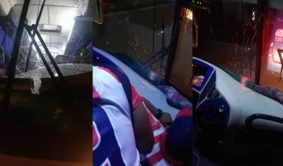 Bus con hinchas de Junior atacado a la salida de Bogotá.