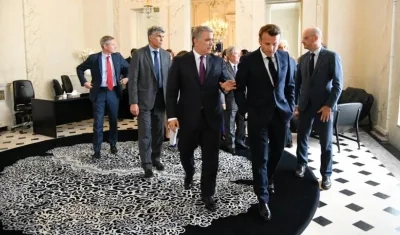 El Presidente de la República, Iván Duque y su homólogo Emmanuel Macron.