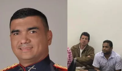 Florentino David Navia Salvador, exmilitar que s entregó, y Fernando Marín en audiencia.