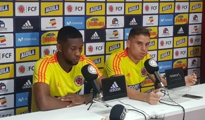 Jefferson Lerma y Gustavo Cuéllar, durante rueda de prensa. 