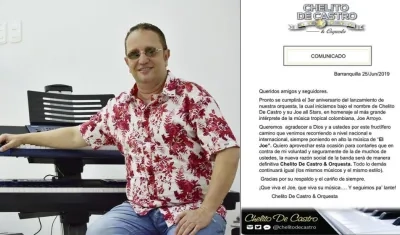 Chelito De Castro y su comunicado de prensa.