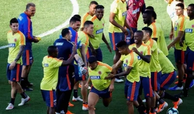 Selección Colombia durante el entrenamiento. 