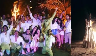 Imagen de la fiesta con fogata que hicieron en playas de Santa Marta.