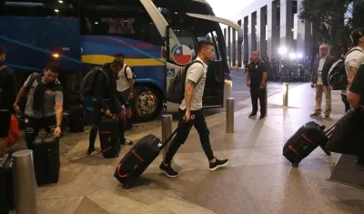 Jugadores de Chile a su llegada a Sao Paulo. 