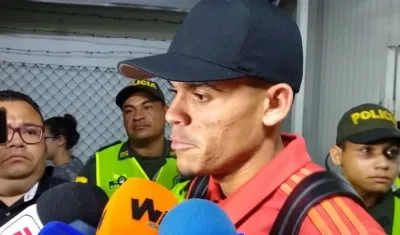 Luis Díaz a su llegada a Barranquilla.