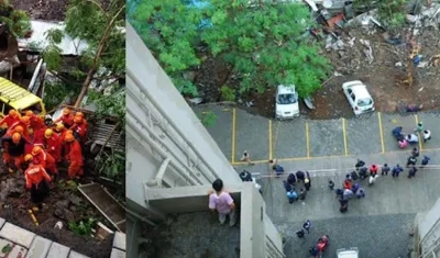 El muro cayó a causa de las fuertes lluvias.
