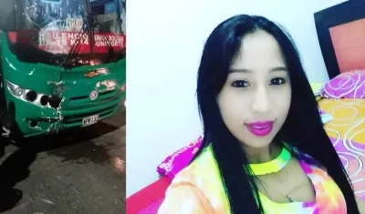 Imagen del bus y foto en vida de Lizeth Johana Lázaro Romero.