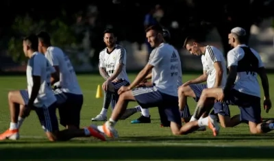 Jugadores de la Selección Argentina durante un entrenamiento. 