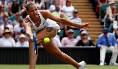 Karolina Pliskova en acción de partido. 