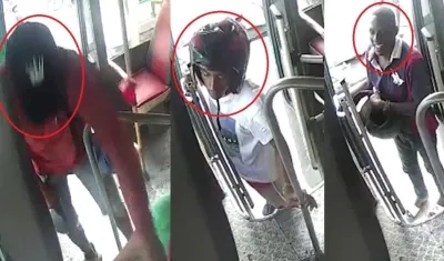 Los tres "actores" en el hurto al bus en barrio La Central, Soledad.
