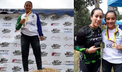 Sharid Fayad, con la medalla y Mariana Pajón.