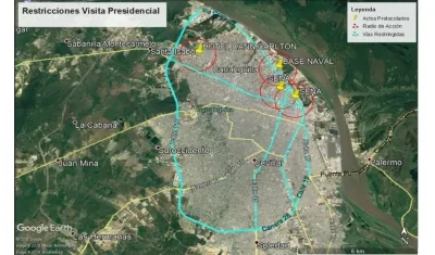 Este es el plano con medidas especiales de Tránsito para la visita presidencial.