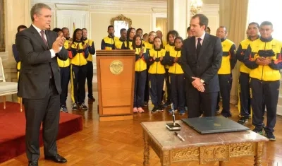 El Presidente Iván Duque durante la sanción de la Ley.