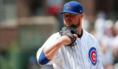 Jon Lester, lanzador de los Cachorros. 