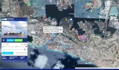 Trayecto que recorre la draga 'Medway' desde Curazao hasta Barranquilla.