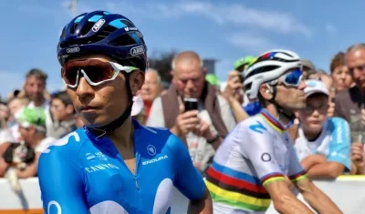 Nairo Quintana y Alejandro Valverde, ciclistas de Movistar. 