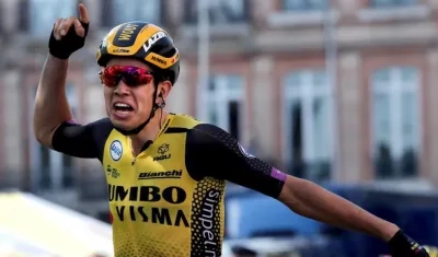 El belga Wout Van Aert, del equipo holandés Jumbo Visma.