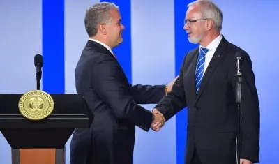 El Presidente Iván Duque, y el del BEI, Wermer Hoyer.