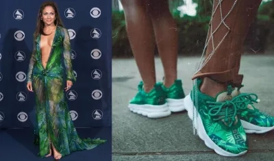 La cantante lució el icónico vestido en la noche de los Grammy en 2000.