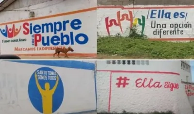 Fotografías con murales, pendones, pasacalles y afiches relacionados con la campaña electoral de octubre