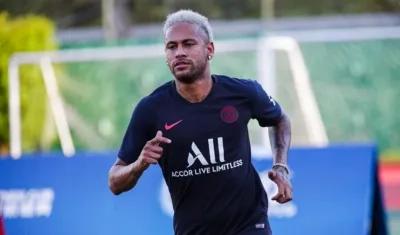 Neymar durante el entrenamiento.