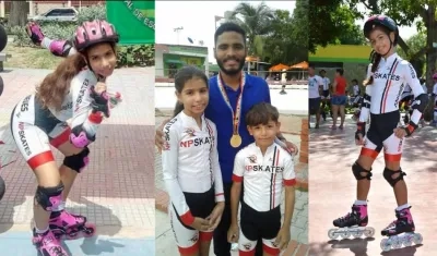 Diferetes facetas de Aline Alexandra como patinadora. En el centro con el campeón mundial Alex Cujavante y su hermanito Habib.