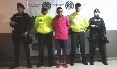 Walter David Ibañez Manotas, capturado por la Policía en Luruaco.