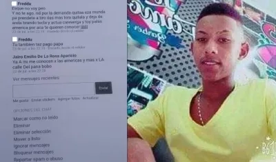 A la izquierda, las amenazas que supuestamente lanzó alias 'Freducho' contra el padre del joven asesinado; a la derecha, Dainer Enrique De la Rosa Zapata, el adolescente asesinado.