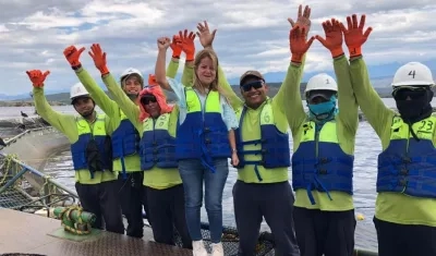 Elsa Noguera visito el Huila para conocer los proyectos piscícolas.