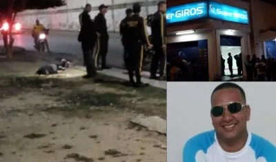 El cuerpo de Gregory Hernández Romero, sede de Supergiros y Javier Julio Peña.