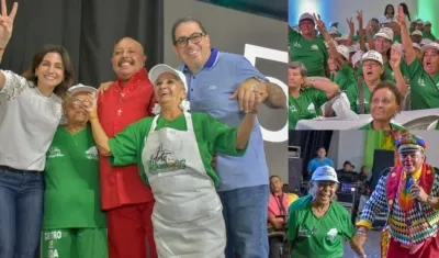 Katia Nule, Santiago Vázquez, Juan Piña y los adultos mayores.