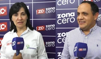 Alexandra Hernández, gerente de Redes e Incentivos BEPS en Colpensiones; y  José David Márquez, gerente regional Caribe de Colpensiones.