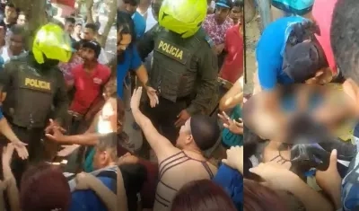 Momentos en que vecinos y la Policía auxilian al adolescente.