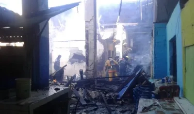 Foto del incendio en el mercado de Montería.