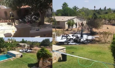 Fotografía de la cuenta de Twitter de Incendios f. Baleares (@iffbaleares) del accidente entre un helicóptero y una avioneta.