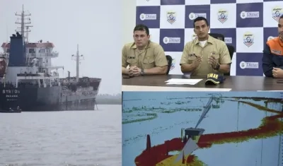 Foto del Canal de Acceso al Puerto y funcionarios de la Dimar.