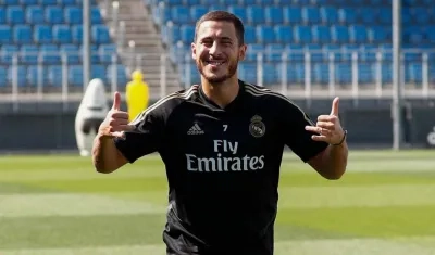 Eden Hazard durante el entrenamiento. 