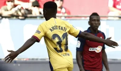 Ansu Fati festeja su anotación. 