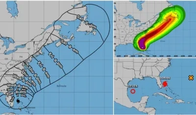 Dorian avanza en la costa este de los Estados Unidos.
