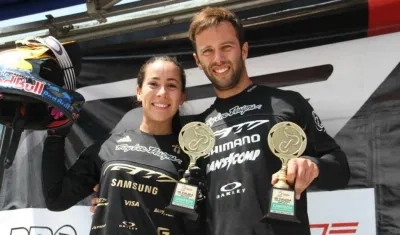 Mariana Pajón y su esposo Vincent Pelluard. 