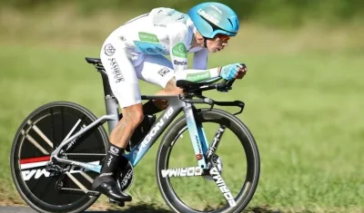 Miguel Ángel López, durante la contrarreloj de este martes. 