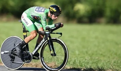 Primoz Roglic durante la contrarreloj. 