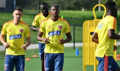 Jugadores de Colombia, durante un entrenamiento. 