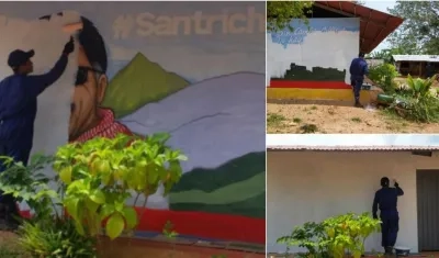 De blanco pintaron la pared donde había un mural de 'Jesús Santrich' en Tierra Grata, Cesar.