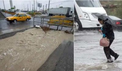 Vista de un canal inundado en Saltillo, estado de Coahuila (México). 
