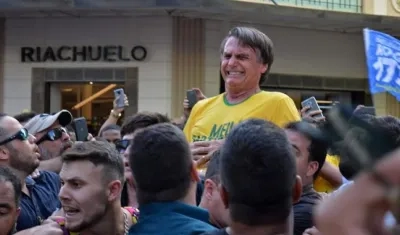 El presidente de Brasil, Jair Bolsonaro, el día que fue apuñalado.