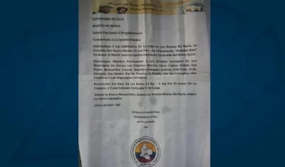 Imagen del supuesto panfleto.